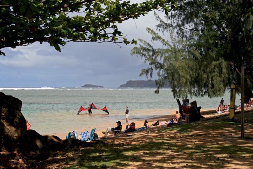 Anini Beach, with Kilauea Point looming in the background.
